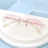 Gafas Graduadas Nuevas de Titanio Puro Sin Montura Ultraligeras con Borde Cortado en Diamante para Mujer, Luz Azul Anti-Reflejo, Lentes Ópticos Fotocromáticos