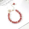Pulsera de Cristal de Fresa Badu para Mujer Cristal de Piedra Lunar Atrae Romance Simple Regalo para Estudiante para Mejor Amiga Cadena de Mano Personalizada Hecha a Mano No
