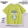 Camiseta de Manga Curta com Expressão de Anime de Desenho Animado Verão Caranguejo Chefe Polvo Irmão Shandi Camiseta Média e Grande Roupas de Verão Infantis Tendência