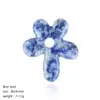 Colgante de Flor de Cinco Pétalos de Piedra Natural, Collar Hecho a Mano Estilo Antiguo DIY, Decoración de Cadena para Suéter, Pétalos de Cristal Natural en Forma de Flor