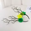 Faixa de Cabeça Galho Escuro Borboleta Preta para Halloween Festa Headband Flor de Natal Adorno de Cabeça Acessórios para Foto de Menina