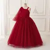 Vestido de Noite para Festa de Aniversário Infantil Transfronteiriço Estilo Novo Europeu e Americano Ombro Inclinado Um Ombro Flor Tridimensional Tule Fofo Vestido de Princesa