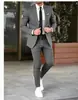 Conjunto de Terno Casual de Negócios Europeu e Americano Masculino 2026, Conjunto de Duas Peças Slim-Fit para Noivo