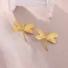 Design Personalizado Aço Titânio Brincos Libélula Retrô Elegantes Franceses Brincos com Textura Exagerada Brincos para Dropshipping