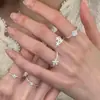 Anel floral doce e fresco, sofisticado para mulheres, estilo ins, fresco e natural, anel aberto versátil para o dedo indicador, moderno