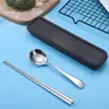 Cuchara de Acero Inoxidable 304 Set Portátil de Vajilla para Estudiantes Cuchara para Lonchera de Viaje y Palillos Set de Dos Piezas Regalo de Gama Alta para Exteriores