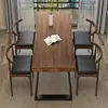 Mesa y Sillas de Comedor de Madera Maciza Nórdica Combinación Hierro Tronco Apartamento Pequeño Balcón Mesa Larga Restaurante Comercial Cafetería Mesa de Comedor