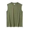 Ropa popular para hombre de comercio exterior: Chaleco de algodón puro de 220 g para hombre, color liso de verano, corte holgado, deportivo sin mangas, venta al por mayor transfronteriza en stock