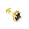 Pendientes de acero de titanio con óvalo de cuatro garras incrustado de circón, nicho de alta gama, sentido de personalidad, pendientes simples para hombres y mujeres, joyería para orejas