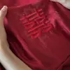 Conjunto de Casamento de Luxo 100S Quatro Peças Lençol Vermelho Colcha Alegria de Recém-Casados Capa de Edredom de Casamento Roupa de Cama para Casamento de Jovens