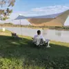 Toldo de Fábrica Recubierto de Plata Pegamento Negro Tela Oxford 420D a Prueba de Lluvia y Sol para Exteriores Toldo de Camping para Varias Personas Pérgola
