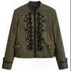 Ropa de Mujer Transfronteriza Primavera y Otoño 2026 Estilo Europeo y Americano Elegante y a la Moda Chaqueta Traje con Hombreras y Botones de Nudo para Mujer A712050