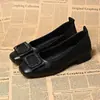 Zapatos planos para mujer de punta cuadrada y boca poco profunda, nueva colección otoño 2026, suela plana, tacón bajo, cómodos, suela suave, sin cordones, versátiles zapatos de piel para el trabajo