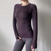Camiseta de yoga ajustada de manga larga para mujer, ropa deportiva para exteriores, camiseta elástica para entrenamiento adelgazante, ropa de yoga y pilates.