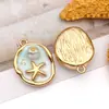 Aço Inoxidável Colorido Concha Strass Caranguejo Pérola Imitação Estrela do Mar Artesanal DIY Colar Brincos Pingente de Chave Acessórios de Joias