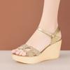 Sandalias de Cuña con Pedrería Dorada para Mujer 2025 Nuevas Sandalias de Plataforma con Boca de Pez Talla Grande Suela Suave Sandalias de Moda Versátiles