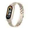 Adequado para Pulseira Xiaomi Mi Band 8, Pulseira de Aço Inoxidável Sólido com Três Contas, Pulseira de Metal Versão Cerâmica Xiaomi Mi Band 9