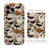 Funda de Teléfono Halloween Fantasma Murciélago Texturizada Retro para iPhone 18 Pro, Estuche Duro Delgado Todo Incluido Apple 17
