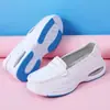 Sapatos de enfermeira com almofada de ar femininos quatro estações couro sola grossa antiderrapante sola macia respirável trabalho sapatos médicos femininos uma geração de cabelo