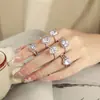 Conjunto de Anéis Empilháveis Clássicos Europeus e Americanos em Prata Esterlina S925 para Mulheres, Conjunto de Anéis de Combinação de Zircônia de Alta Qualidade 3Ct, Conjunto de Duas Peças