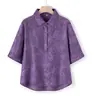 Ropa de Mamá 2026 Verano Nuevo Top de Ramio de Alta Gama, Elegante Estilo Retro, Camisa Holgada Fresca y Transpirable para Verano