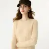 Suéter Feminino de Caxemira Outono/Inverno 2026 Espesso Tricô Trançado Gola Redonda Design Versátil Tricô de Lã