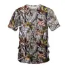 Estação independente e-commerce transfronteiriço camiseta masculina padrão floresta selva impressão 3D gola redonda pulôver ao ar livre galho fabricantes