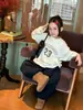 Camiseta Base de Estilo Coreano para Niños y Niñas, Estampado de Letras y Números, Suave, Cómoda, Corte Holgado, Nueva Colección Otoño 2026