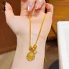 Colar Pingente Redondo Deus da Riqueza Dourado Rosa Vermelho Diamante Amarelo Estilo Igual Transmitido ao Vivo Pingente Pequeno Bolha Presente Versátil para Mulheres