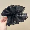 Pinza de plátano de encaje floral blanco estilo coreano de alta gama para mujeres, dulce para peinar la parte posterior de la cabeza, uso diario, para ir al trabajo, citas