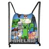 Nova Bolsa com Cordão Minecraft para Crianças, Bolsa de Armazenamento Grande Capacidade, Mochila Casual Portátil para Estudantes ao Ar Livre