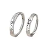 Anillo de Pareja Original El Principito y la Rosa Plata Pura 999 Versión Coreana Lujo Ligero Nicho Gama Alta Martillado Abierto