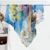 Estilo chino estilo pintura al óleo camelia moderno gasa 90 pañuelo cuadrado grande bufanda de seda para mujer bufanda de primavera y otoño con temperamento para combinar con camisa chal