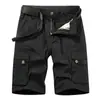 Pantalones Medios Multibolsillos con Cremallera Multibolsillos Sueltos de Algodón Casual Pantalones de Cinco Puntos Pantalones Cortos de Carga Pantalones de Camuflaje para Hombre Pantalones Cortos de Verano