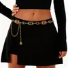 Corrente de Cintura Estilo Pirata Feminina Corrente Dourada de Cintura Adequada para Vestido Feminino Moeda Pérola Girassol Corrente de Cintura Praia Umbigo
