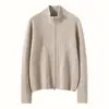 Suéter Cárdigan de Punto de Cachemira Nuevo para Mujer Otoño/Invierno Cuello Redondo Estilo Coreano Elegante Tejido de Canalé