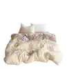 Juego de cuatro piezas de terciopelo de leche de doble cara engrosado para invierno, ropa de cama de forro polar de coral más terciopelo, cálida funda nórdica de franela, sábana