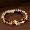 Pulsera de Citrino con Perlas de Fantasma Verde de Doble Capa para Mujer, Joyería de Nicho de Lujo Ligero, Nuevo Modelo de Pulsera 2025