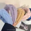 Faixa de Cabeça de Lã Azul Klein Retrô para Mulheres, Faixa Larga Plissada, Acessórios de Cabelo Elegantes para Lavar o Rosto, Versátil Outono e Inverno