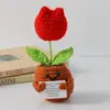 Flor de Tricô de Energia Positiva Transfronteiriça Planta em Vaso Produto Acabado Fio de Lã Flor de Simulação Ornamento de Mesa Boneca de Cartão de Mão