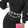 Cadeia de Cintura de Metal Atmosférica Transfronteiriça Europeia e Americana Cadeia de Cintura Decoração de Cintura Feminina Pérola Lua Sorriso Girassol Cinto Atacado