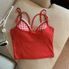 Tiro Real Precio Real Camisola Falsa de Dos Piezas para Mujer con Almohadillas en el Pecho y Top de Tubo Básico con Espalda Bonita