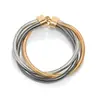 Venta Caliente Cruzada Estilo Punk Personalidad Exagerada Multicapa Elástico Material de Hierro Cadena de Hueso de Serpiente Collar Retorcido Juego de Pulseras para Mujer