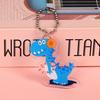 Llavero de dinosaurio de doble cara con colgante de acrílico, bonito bolso de dibujos animados, accesorios para llavero de coche, adornos