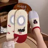 Calcetines Invisibles Bajos de Gato de Dibujos Animados Lindos para Mujer, Calcetines de Algodón Finos Antideslizantes Estilo Ins de Verano