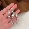 Pendientes irregulares tridimensionales giratorios de plata esterlina S925 de Suiheng, pendientes exagerados de la industria pesada de moda para mujer, pendientes de moda de alta gama