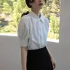 Elegante Camisa Blanca Estilo Francés para Mujer, Nuevo Diseño Verano 2026, Blusa de Manga Corta de Nicho para Commuter