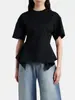 Camiseta Longmei de Algodão Puro com Design Único Slim-Fit para Mulheres Nova Coleção Primavera/Verão 2026 Top de Manga Curta com Barra Irregular
