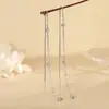 Brincos de Contas Redondas para Mulheres, Simples e Elegantes para o Trabalho, Estilo Ins de Luxo Leve com Sensação de Alta Qualidade, Corrente Longa com Franjas Europeia e Americana, Brincos de Contas Brilhantes