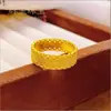 Pulsera de cobre chapado en oro con espiga de trigo hueca para mujer, conjunto de lujo ligero de alta gama con anillo y pulsera dorada